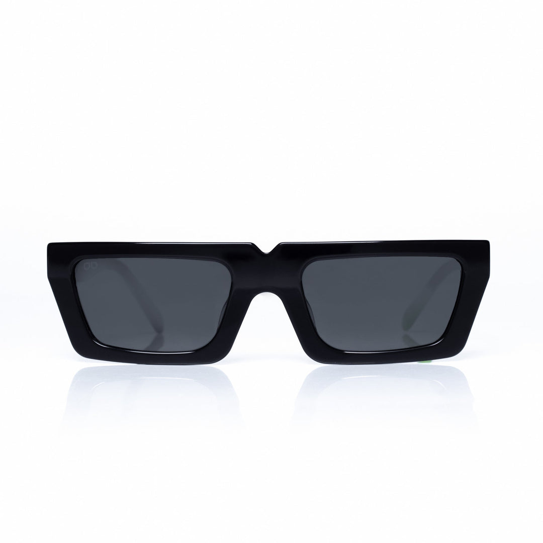 Black sunglasses with a green accent