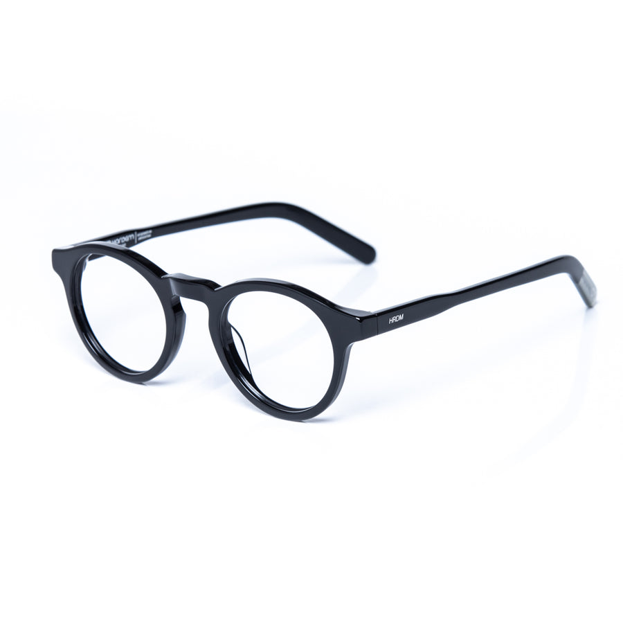 Black eyeglasses on a white background