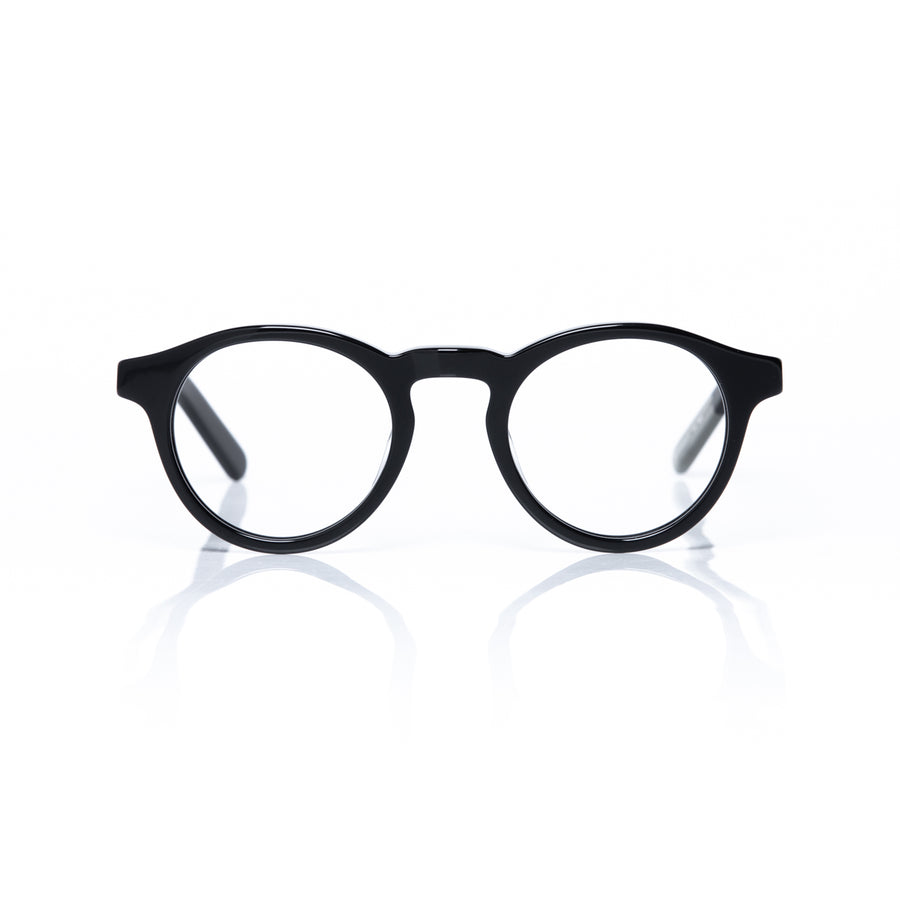 Black eyeglasses on a white background