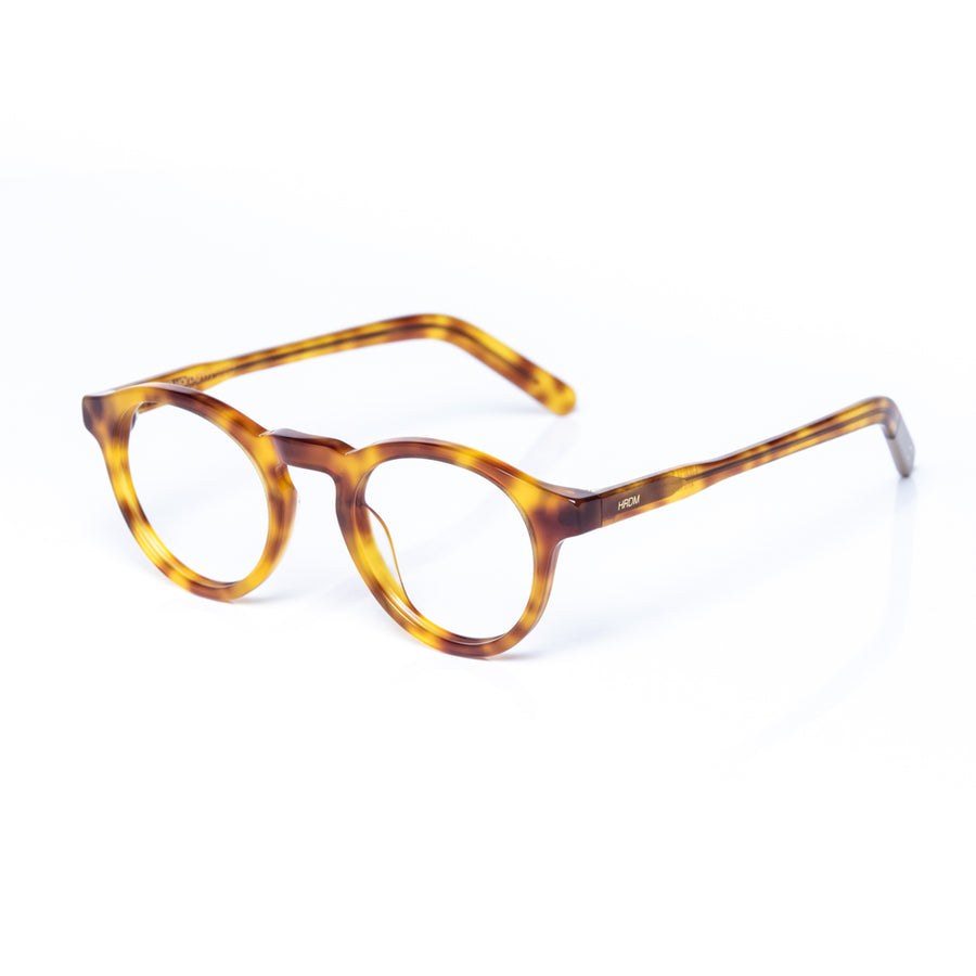 Tortoiseshell eyeglasses on a white background