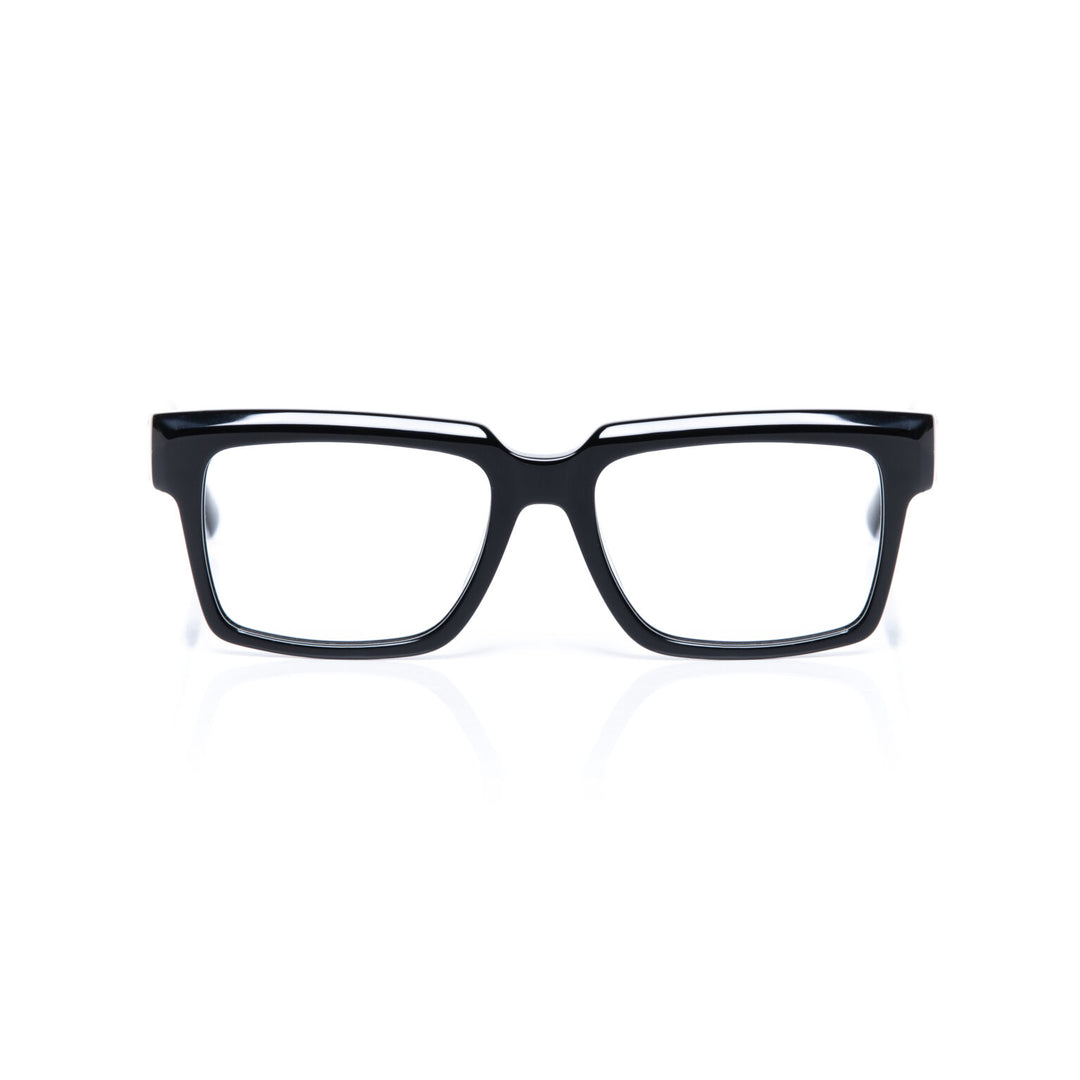 Black eyeglasses on a white background