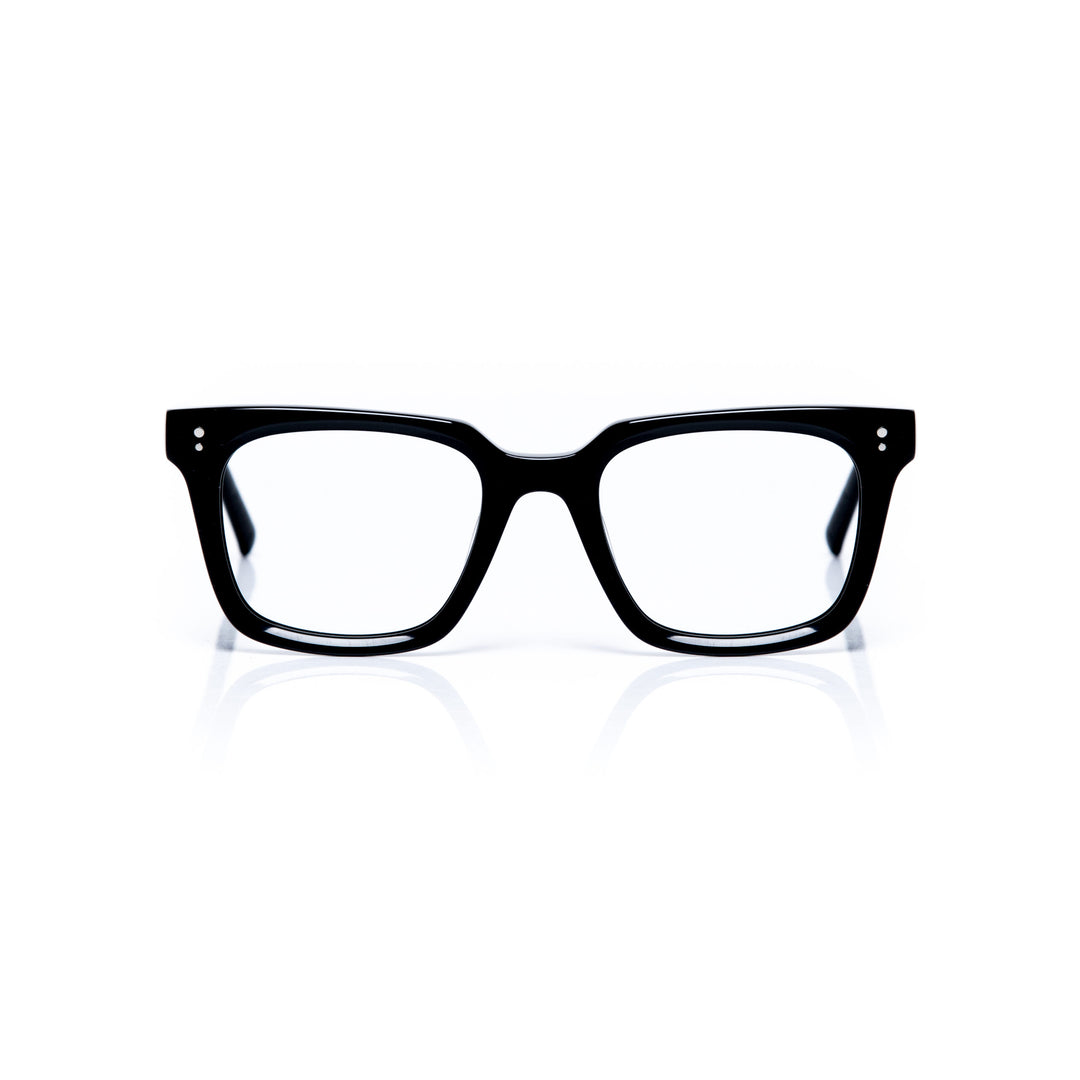 Black eyeglasses on a white background