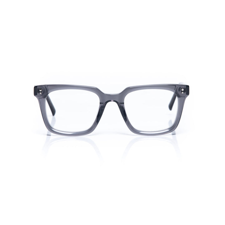 Clear eyeglasses on a white background