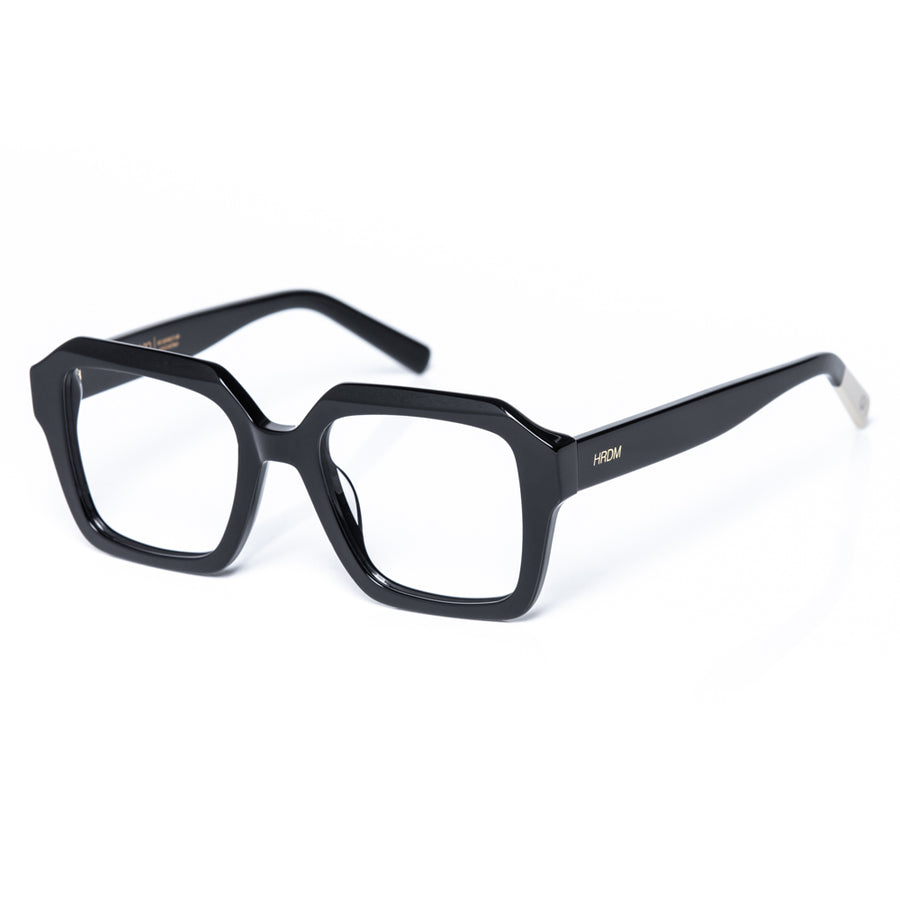 Black eyeglasses on a white background