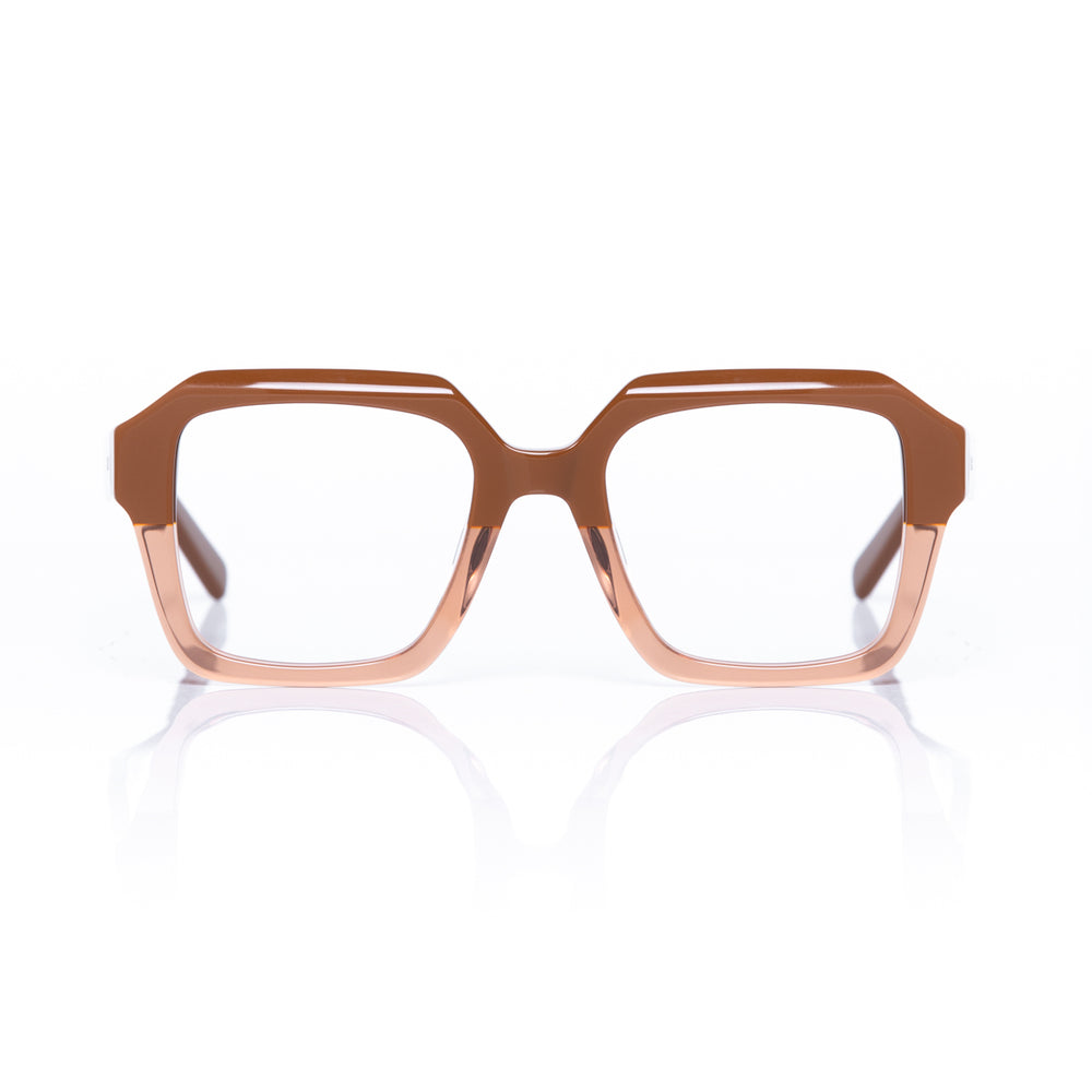 Brown eyeglasses on a white background