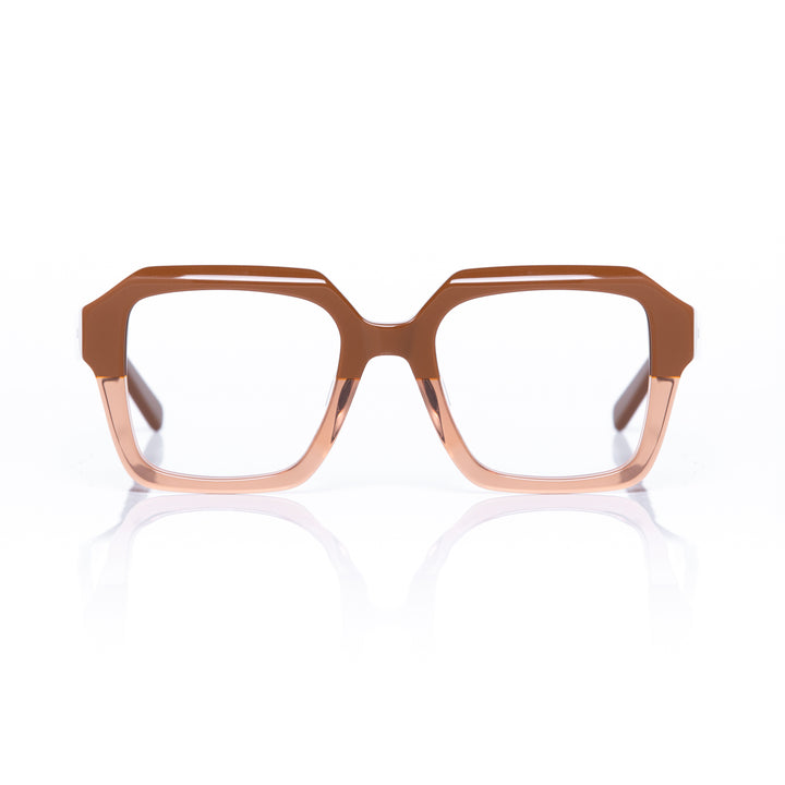 Brown eyeglasses on a white background