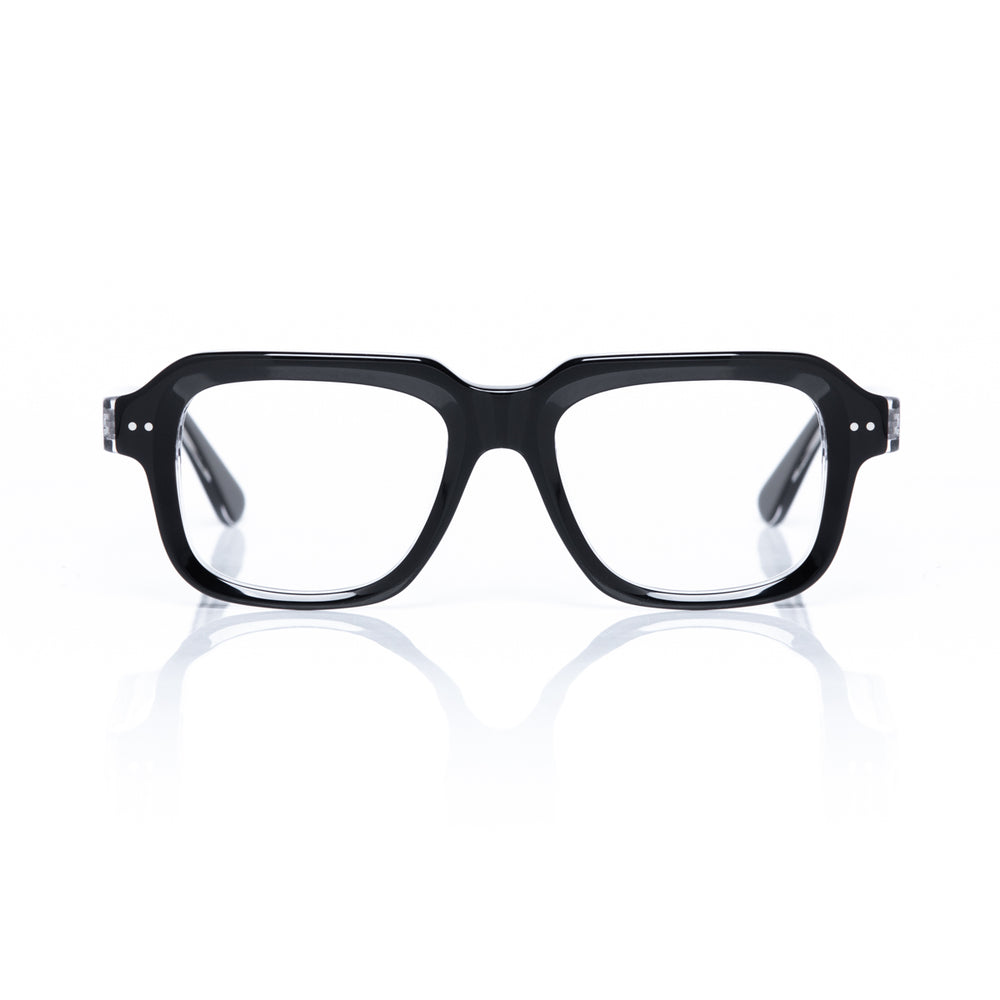 Black eyeglasses on a white background