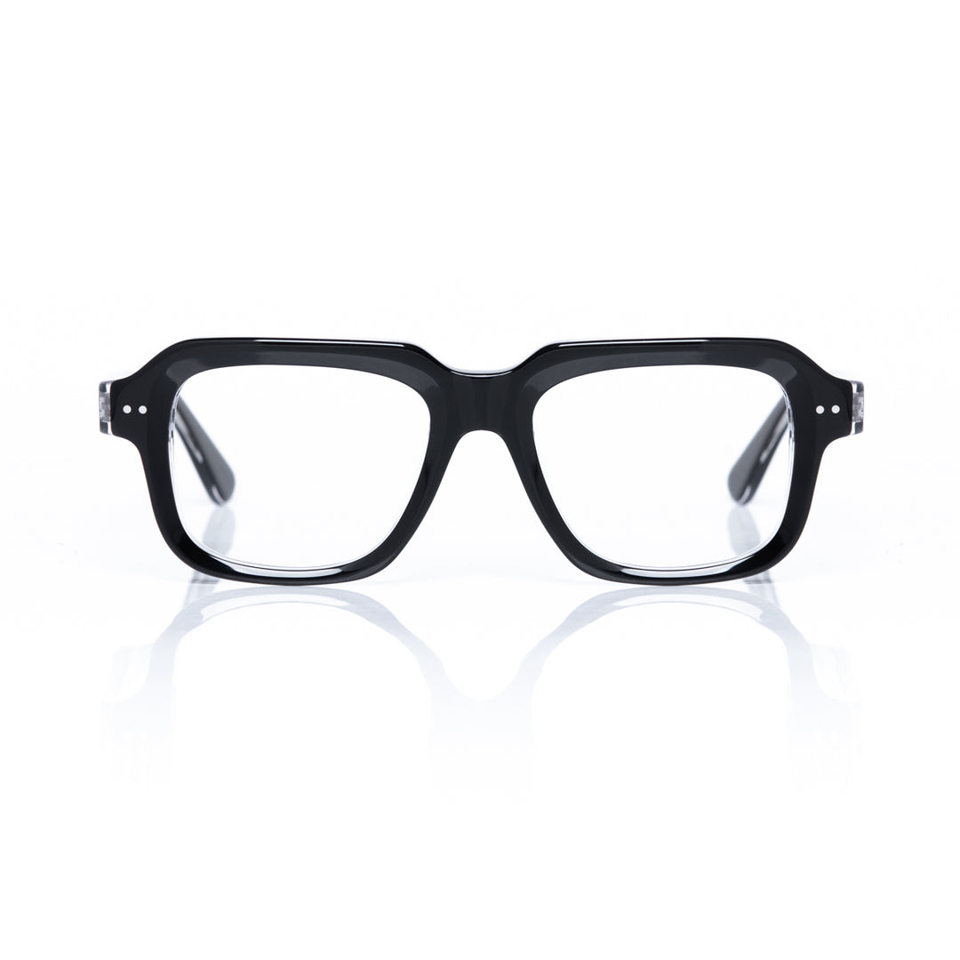 Black eyeglasses on a white background