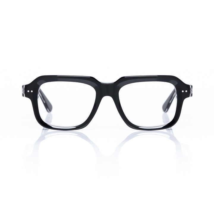 Black eyeglasses on a white background
