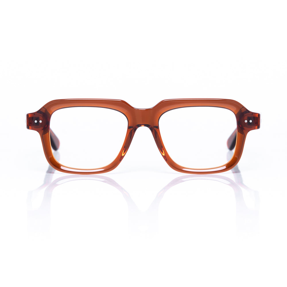 Brown eyeglasses on a white background