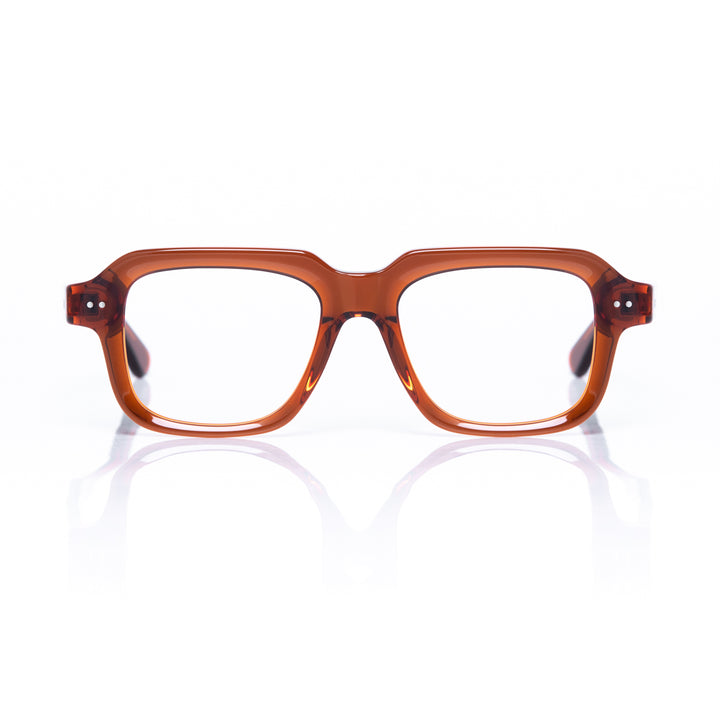 Brown eyeglasses on a white background