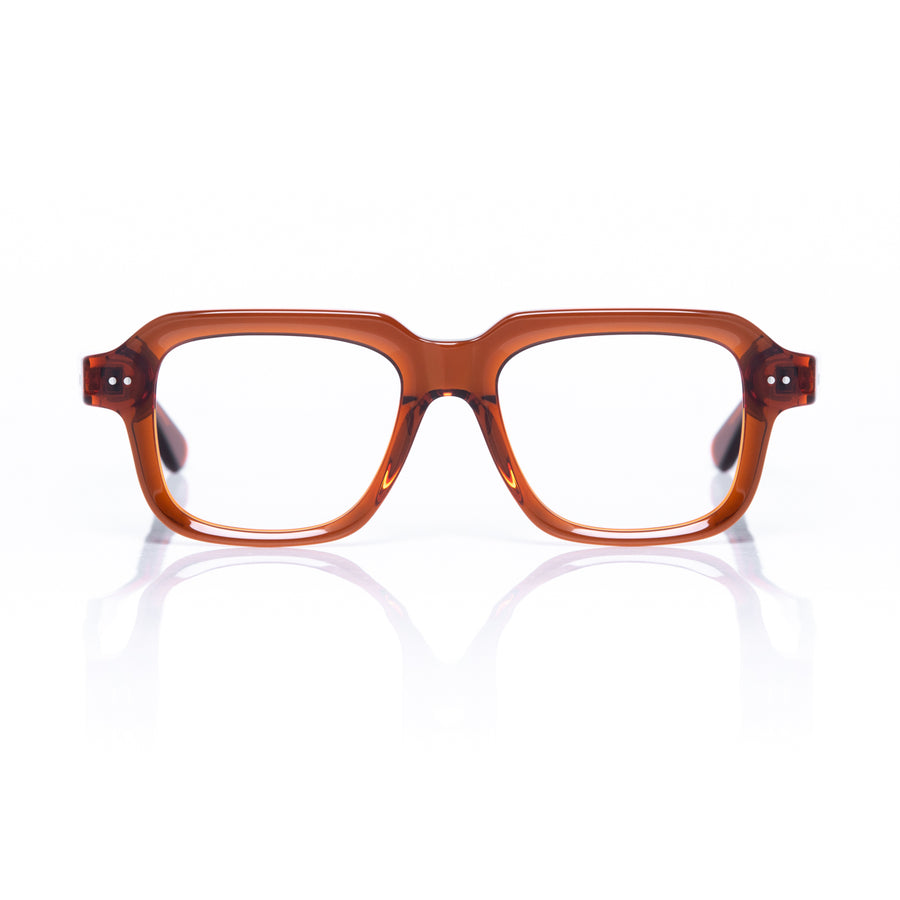 Brown eyeglasses on a white background