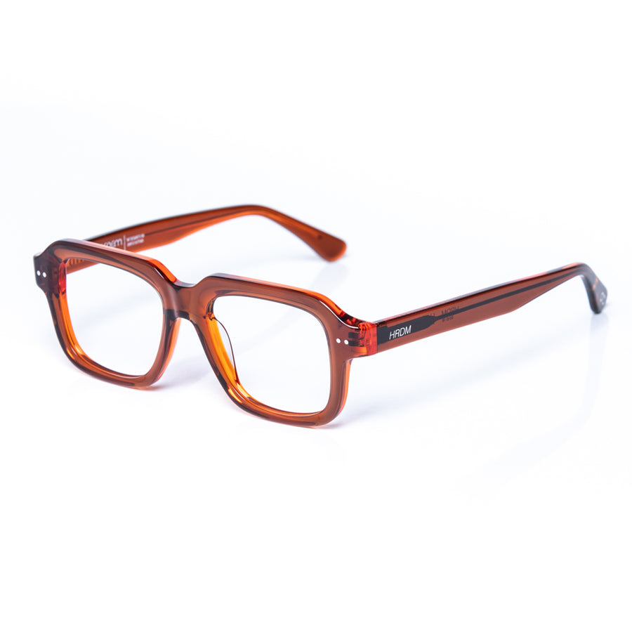 Brown eyeglasses on a white background