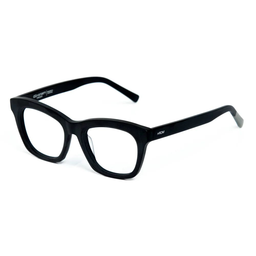 Black eyeglasses on a white background