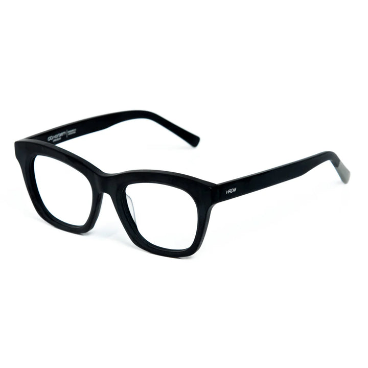 Black eyeglasses on a white background