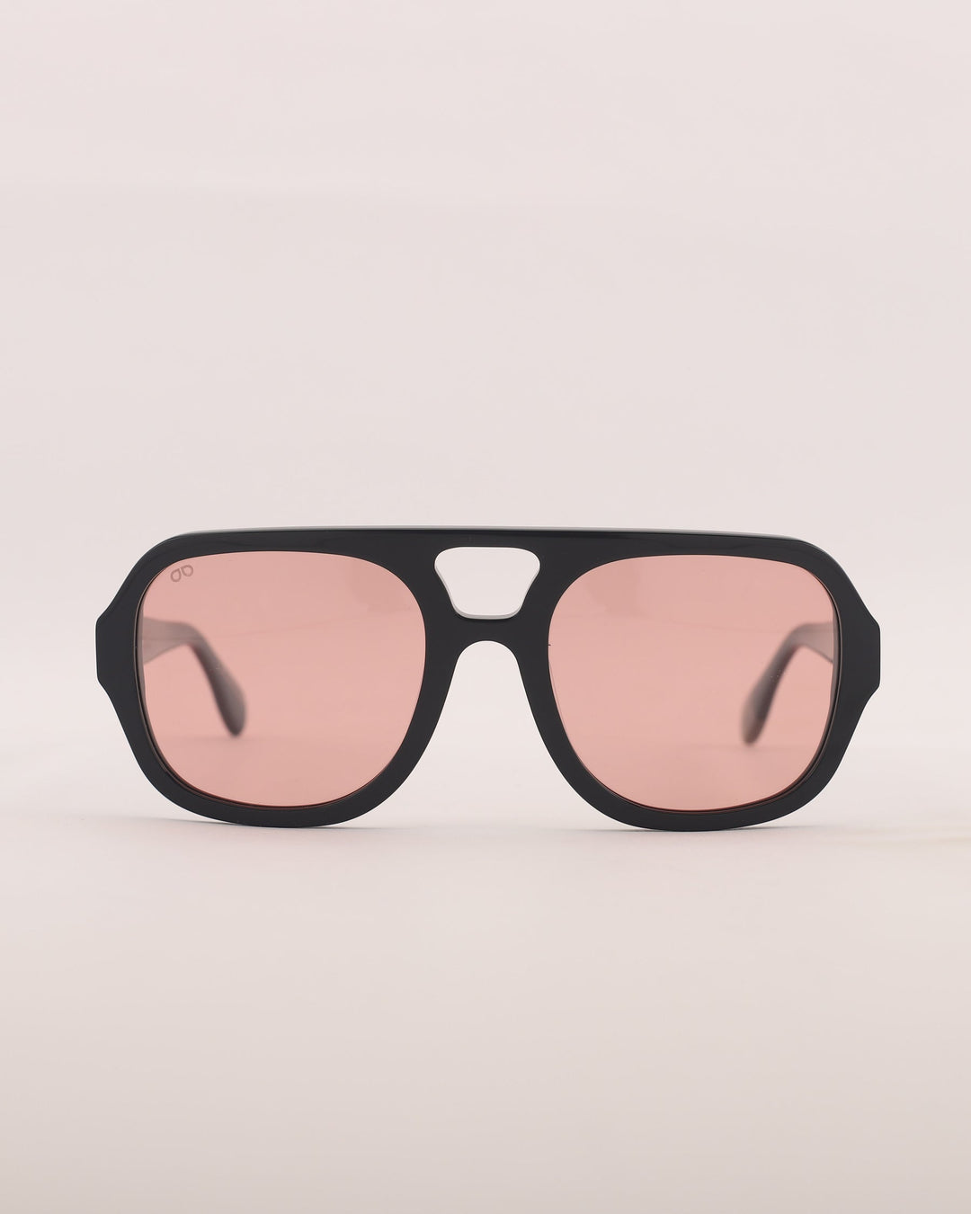 Black sunglasses with pink lenses
