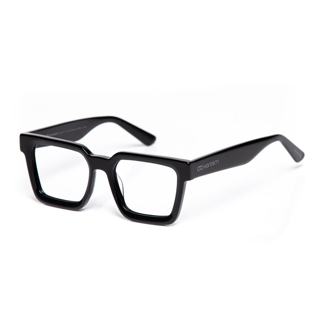 Black eyeglasses on a white background