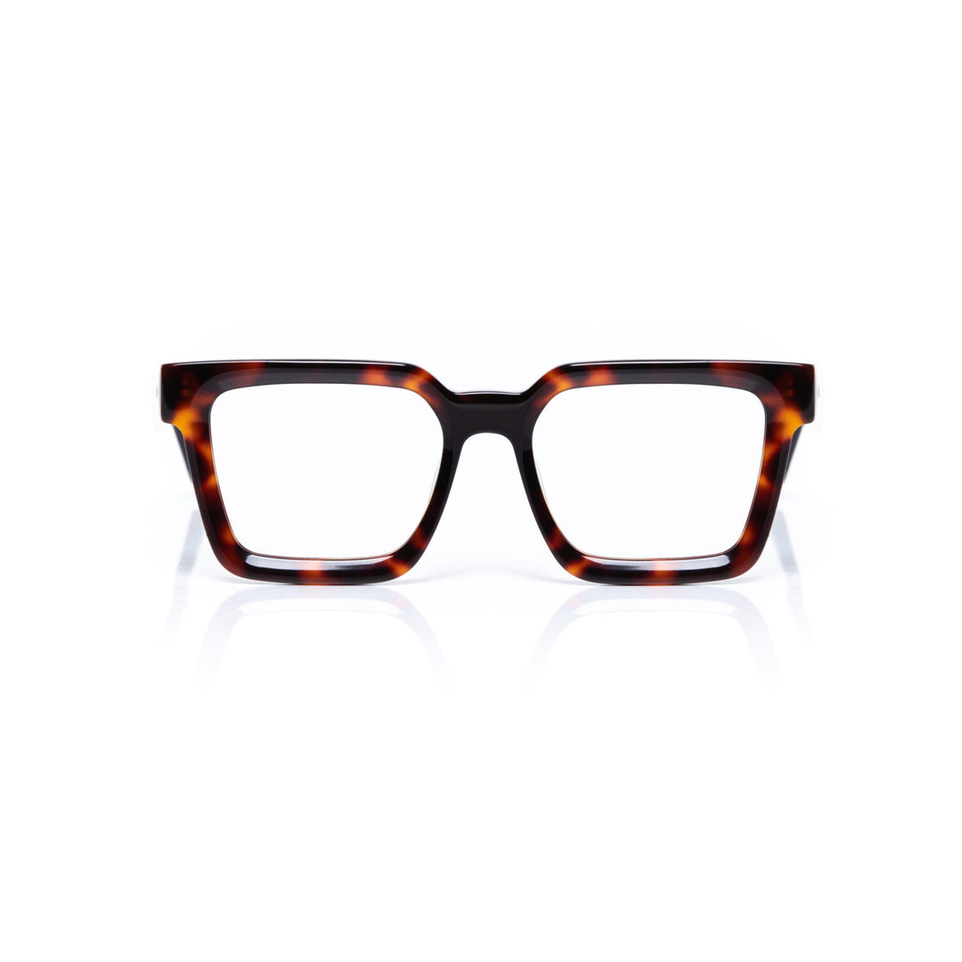Tortoise eyeglasses on a white background