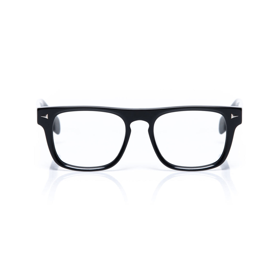 Black eyeglasses on a white background