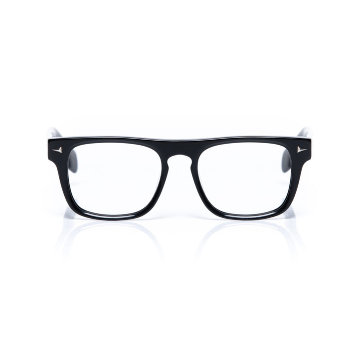 Black eyeglasses on a white background