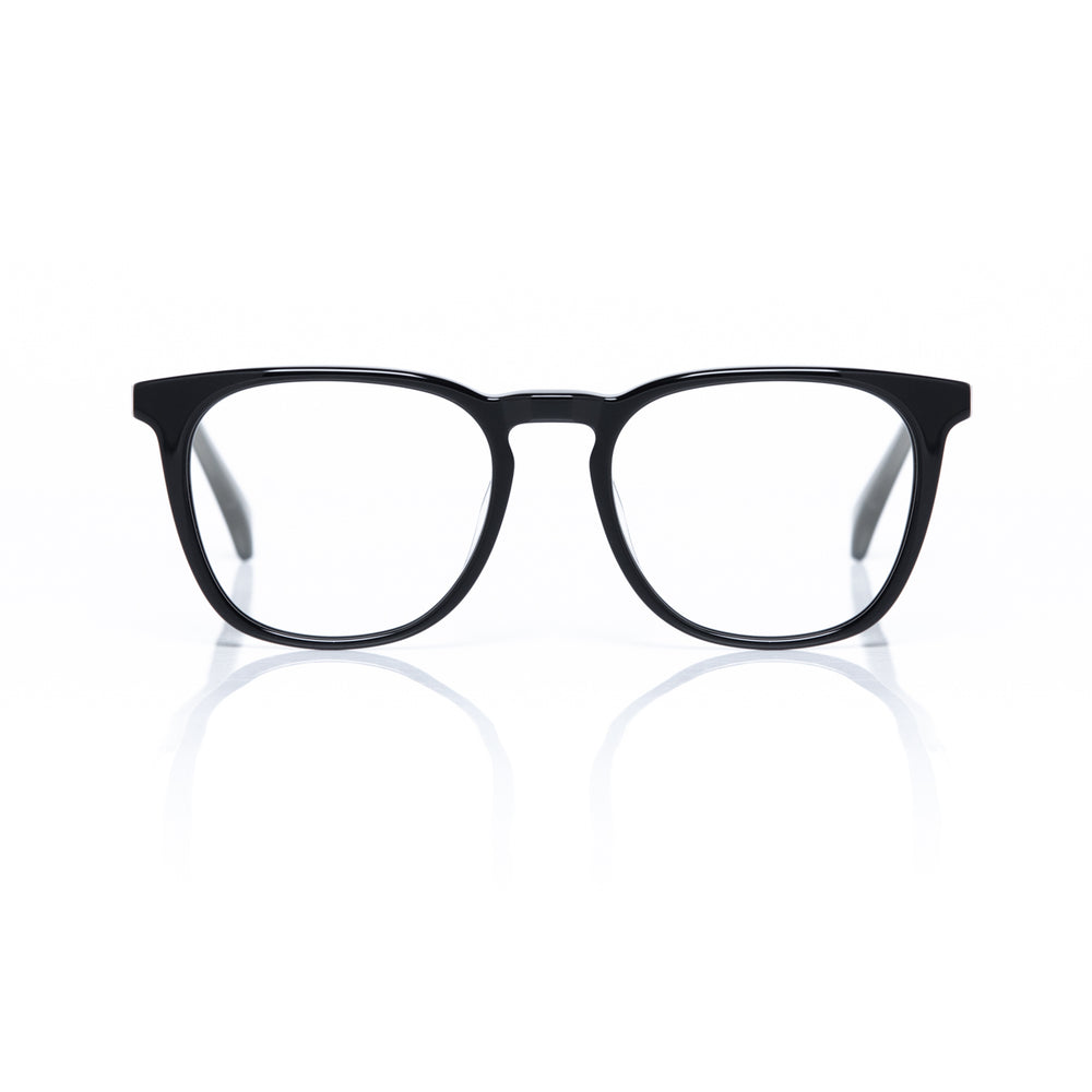 Black eyeglasses on a white background