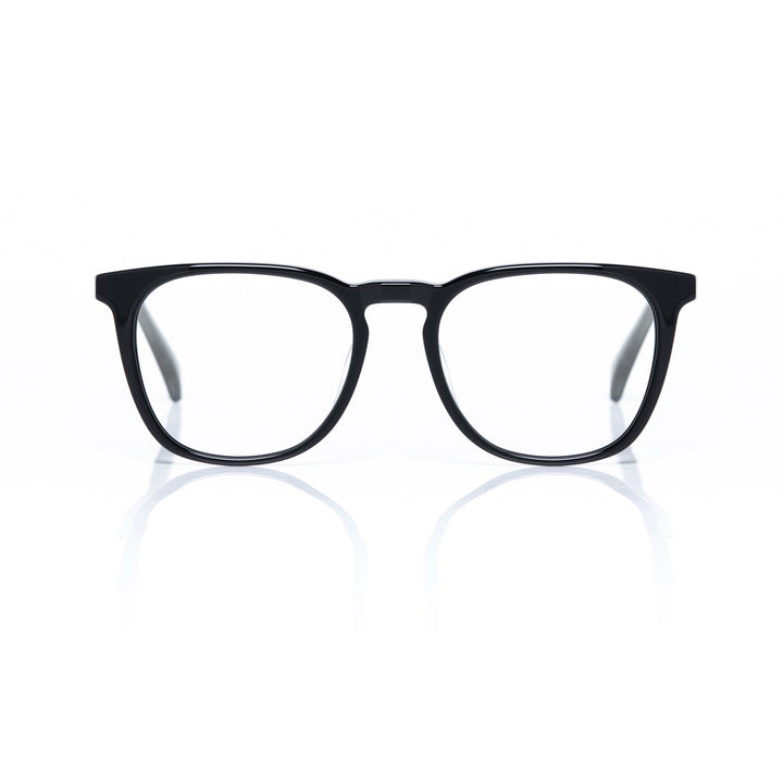 Black eyeglasses on a white background