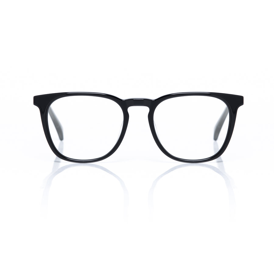 Black eyeglasses on a white background