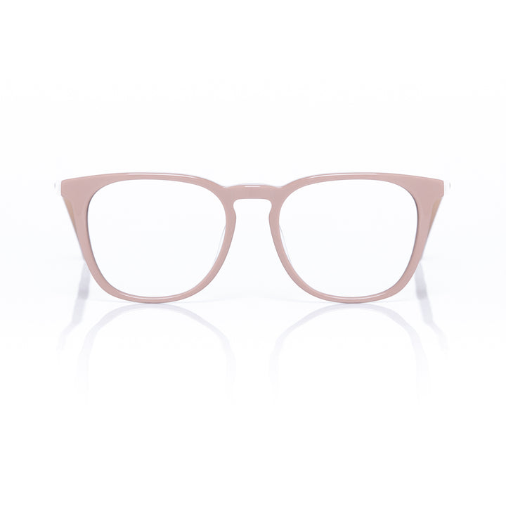 Pink cat-eye glasses on a white background