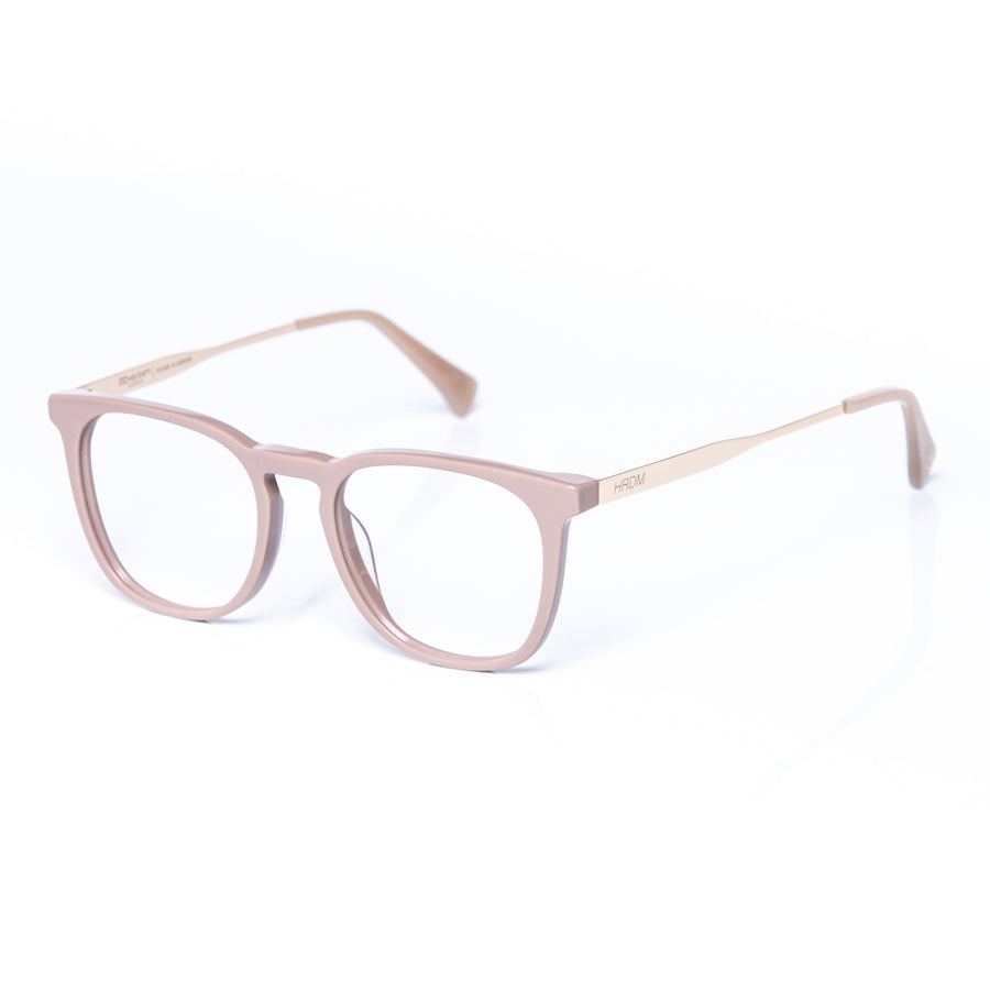 Beige eyeglasses on a white background