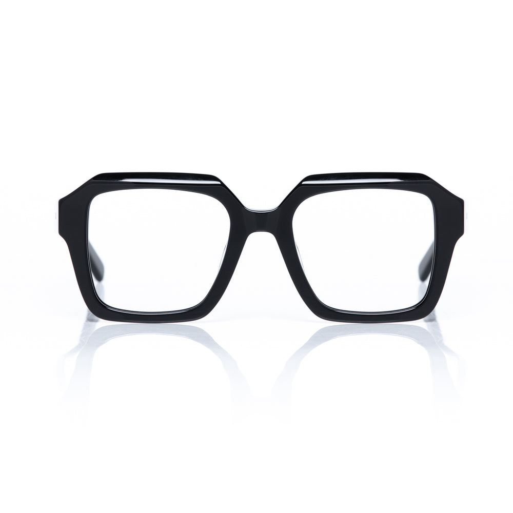 Black eyeglasses on a white background