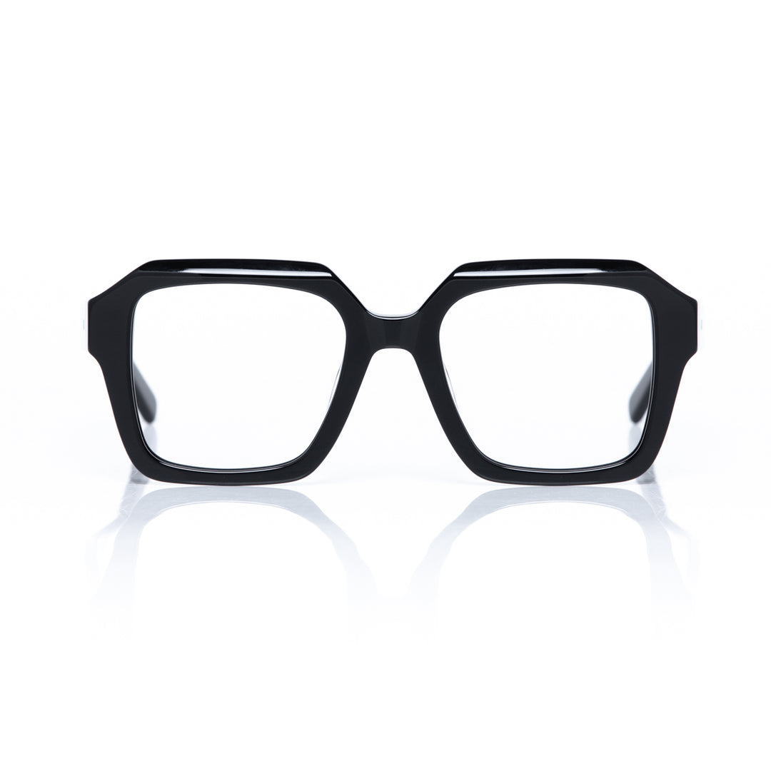 Black eyeglasses on a white background