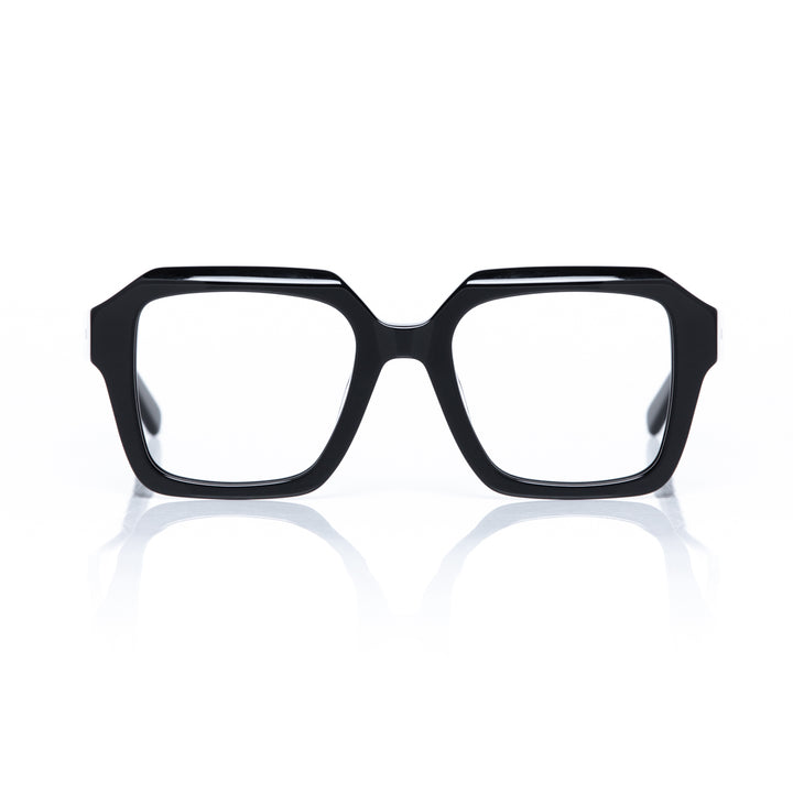 Black eyeglasses on a white background
